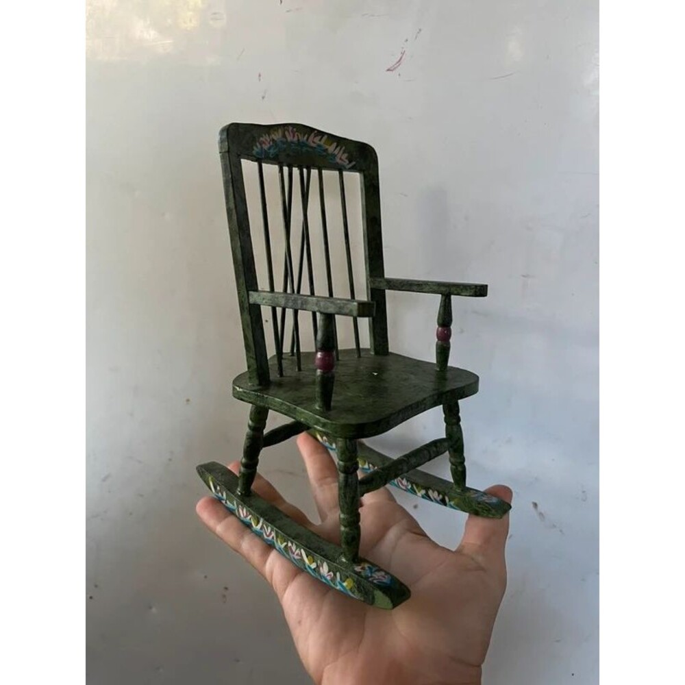 Grandma core granny core hand painted cottage core wooden rocking chair